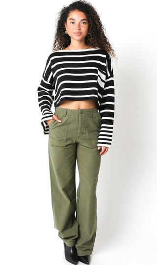 Carter Black Striped Cropped Sweater from our trendy collection

