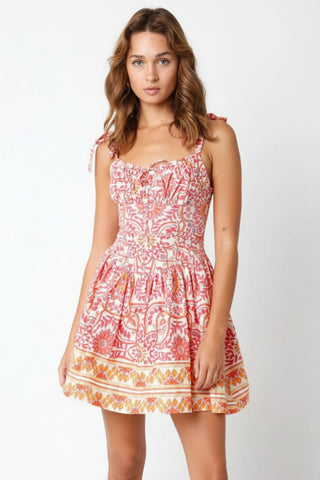 Chateau Orange Floral Bustier Dress - Front View