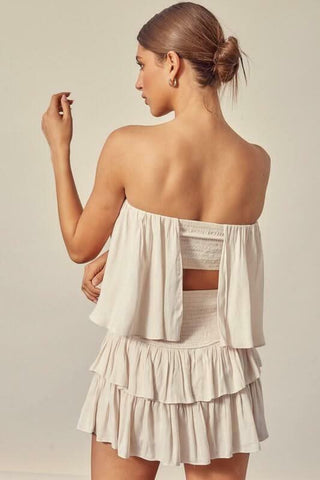 Monaco Ivory Strapless Romper back view 