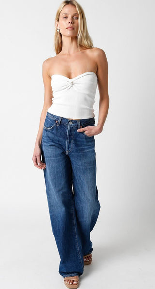 Becca White Twist Knot Tube Top - Outfit View