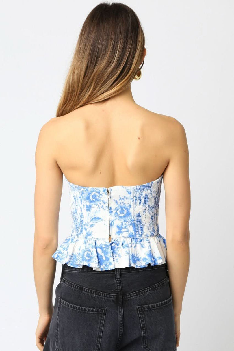 Blue And White Corset Top