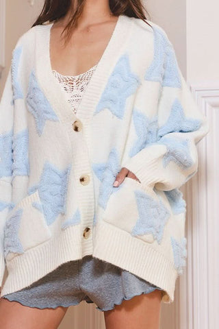  Meet Me At Midnight White Star Cardigan - Women's Detailed View