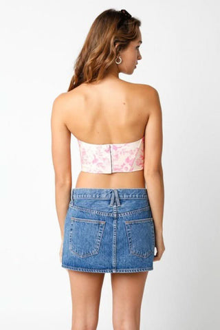 Sweet Pea Blush Pink Floral Bustier Crop Top - Back View