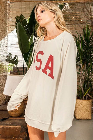 Team USA Cream Graphic Sweatshirt - Side Angel View