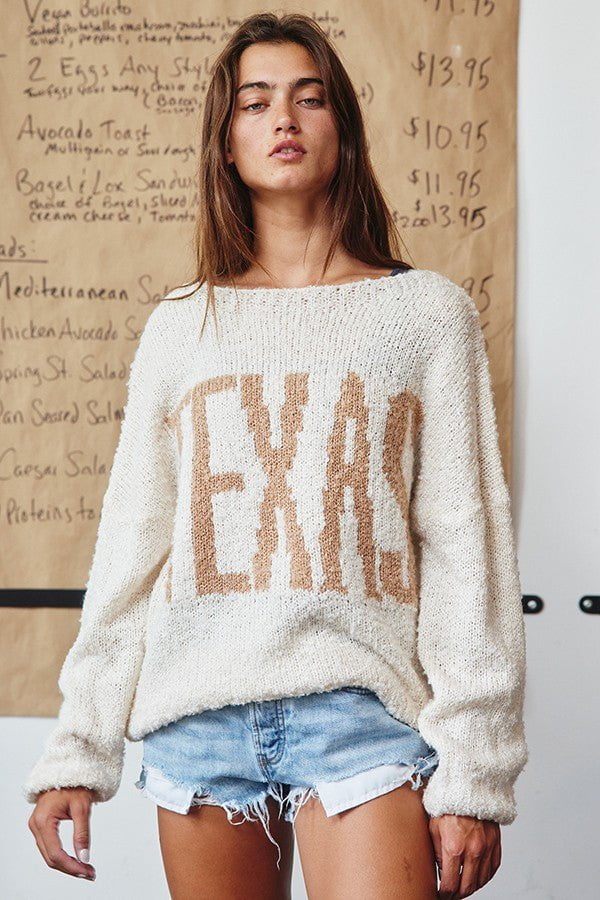 Cream Texas Graphic Sweater