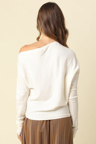 Tia Ivory Boat Neck Sweater - Back