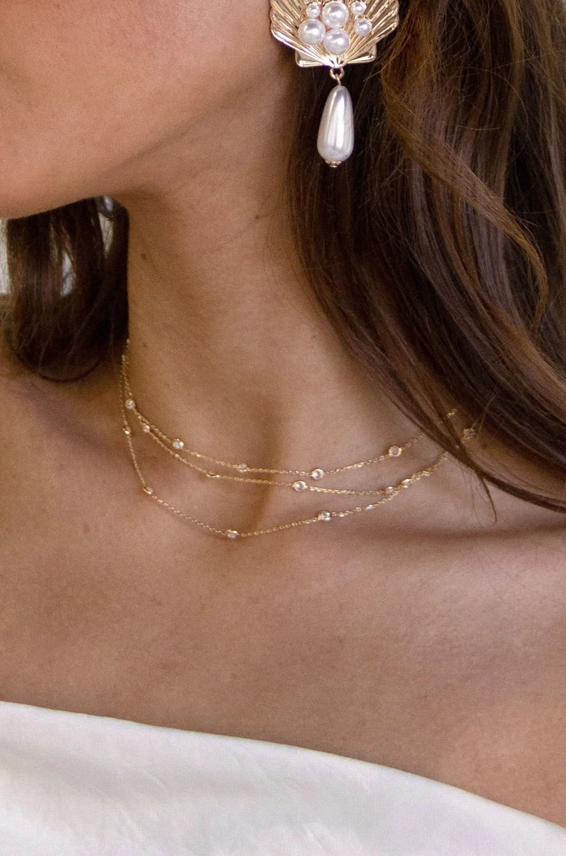 Triple Layered Crystal Necklace