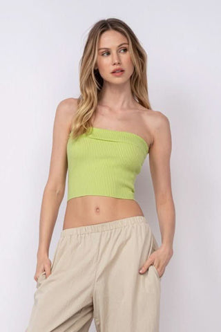 Ashley Lime Ribbed Tube Top - Outfit View