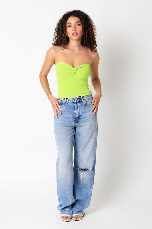 Twist Front Sweater Tube Top