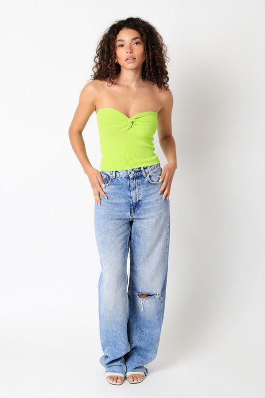 Twist Front Sweater Tube Top