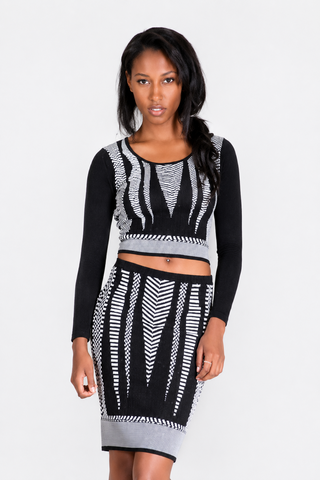 Zoe Jacquard Two Piece Sweater Dress front