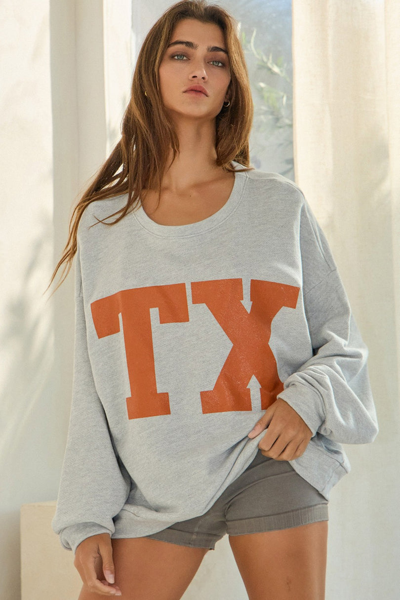 Texas Grey Crew Neck Sweatshirt - Front View