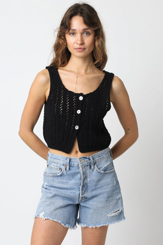 Valeria Black Sheer Sweater Top - Font View