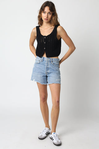 Valeria Black Sheer Sweater Top - Outfit View