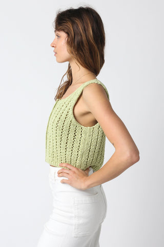 Valeria Sage Sheer Sweater Top - Side View