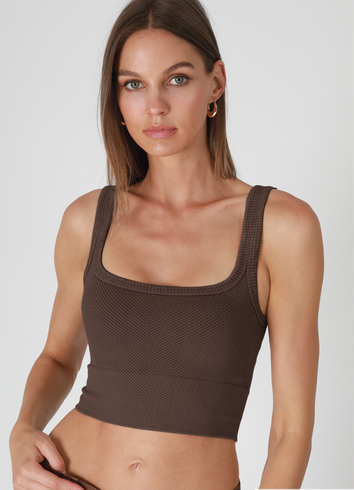 Nikibiki Vintage Chocolate Crop Tank Styled For Gym