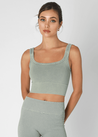 Nikibiki Vintage Matcha Crop Tank Styled For Yoga