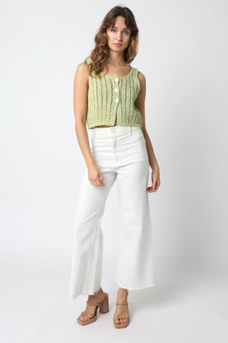 Valeria Sage Sheer Sweater Top - Outfit View