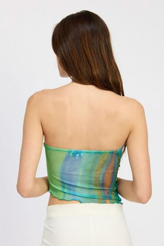 Emmy Green Tropical Strapless Asymmetrical Top - Tube Top - Back View