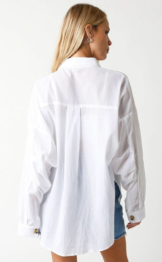 Renee White Button Down Top - Back View