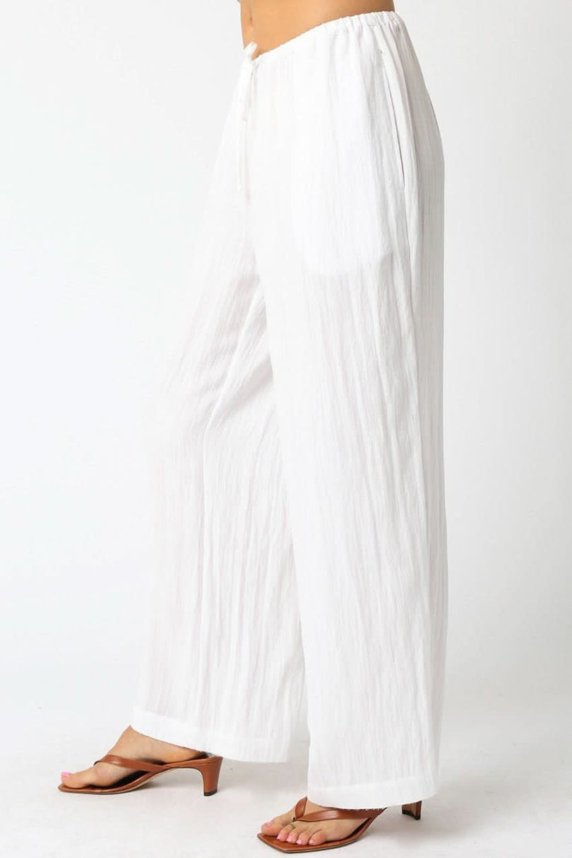 White Wide Leg Pants - beachy clothes