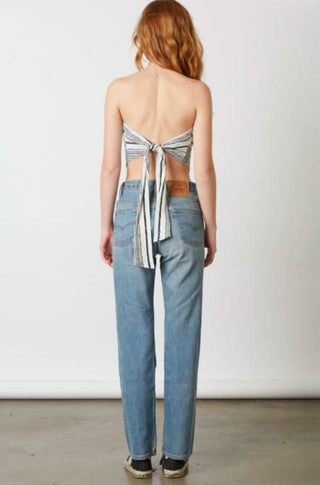 white chevron print handkerchief bandana top back view