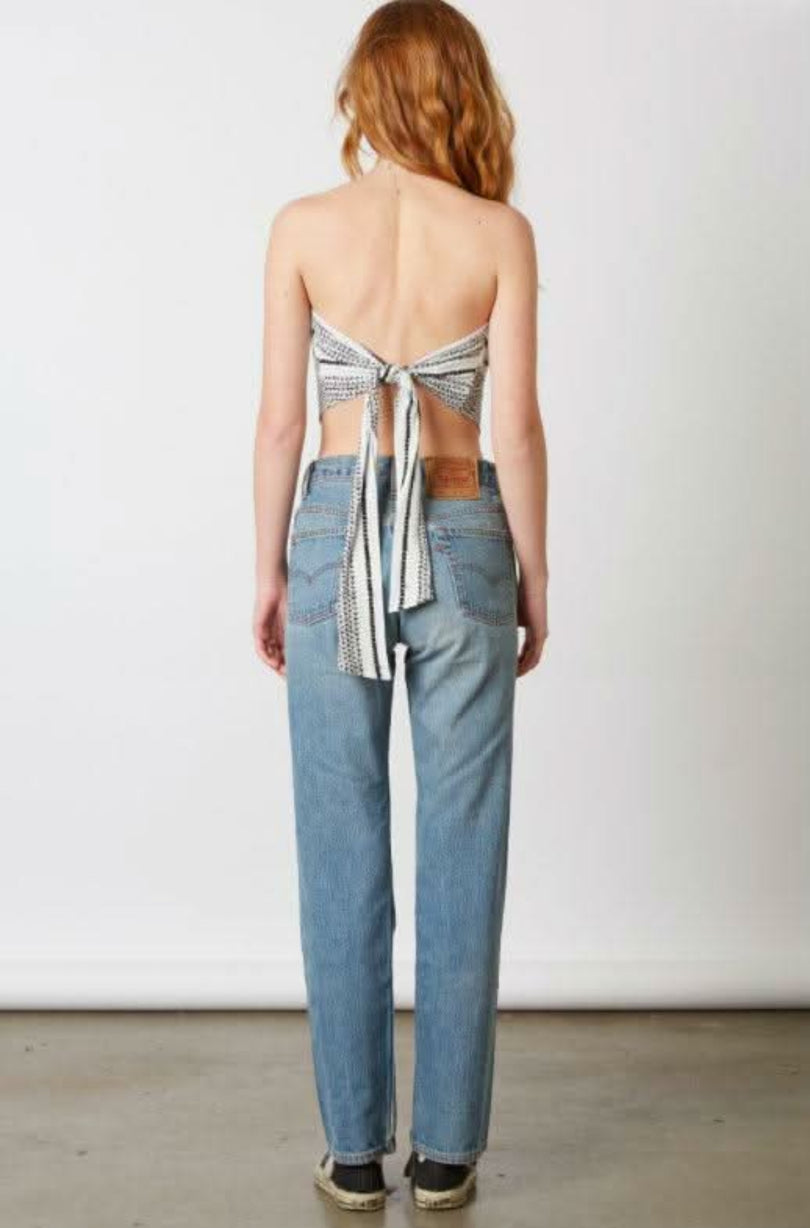 white chevron print handkerchief bandana top back view