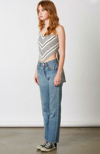 white chevron print handkerchief bandana top side view