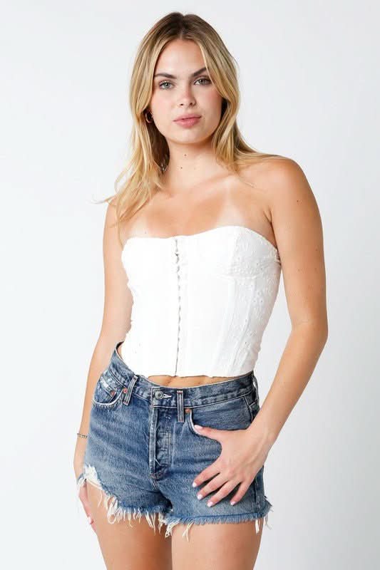 White Corset Crop Top
