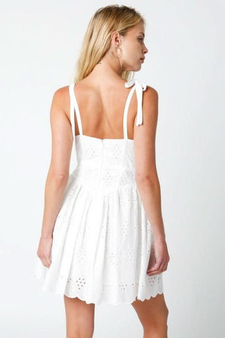 Chateau White Eyelet Bustier Dress - Back View