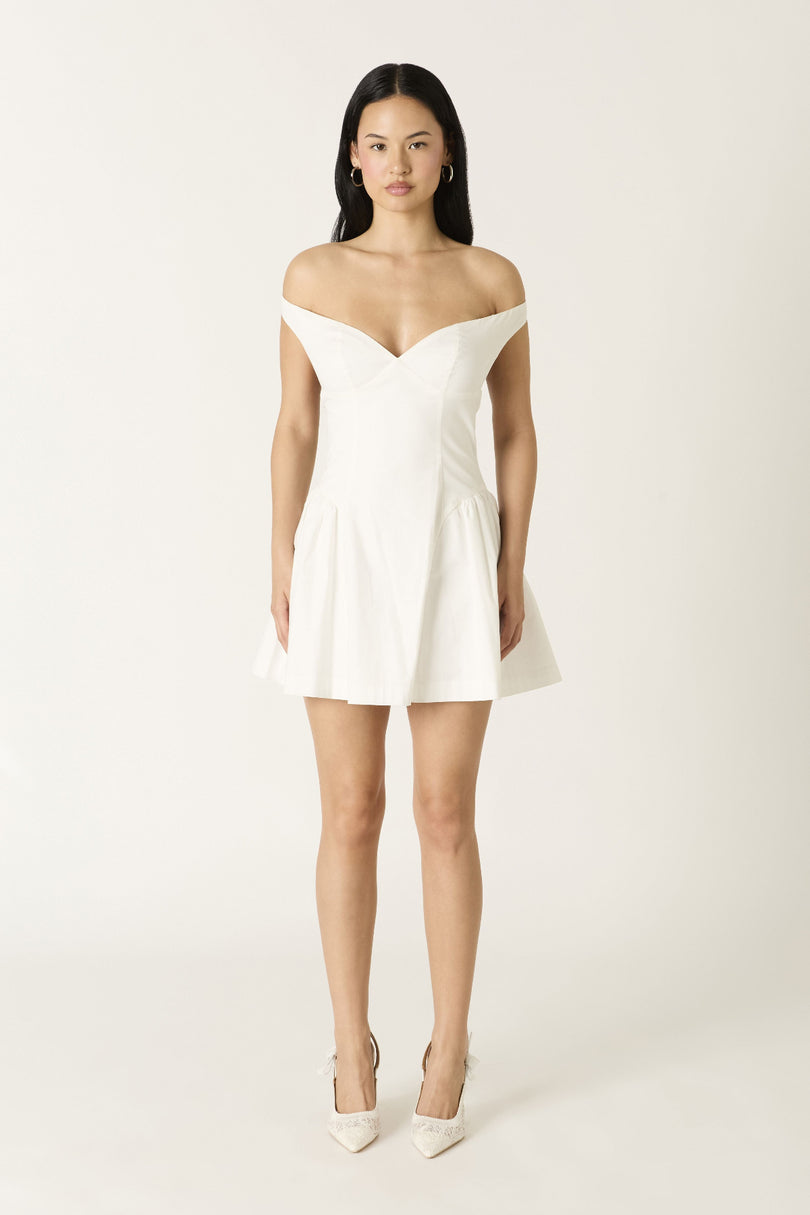 White graduation dress with corset bodice 