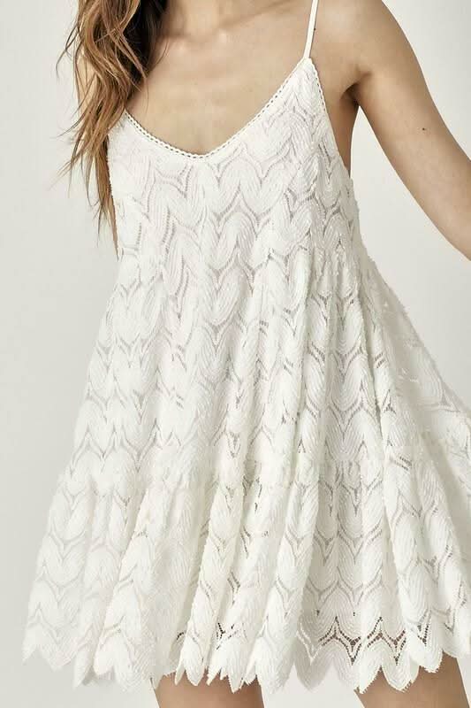 white crochet swing dress Sanctuary Summer Swing Dress Womens Small Crochet Short Dress in Gauze White