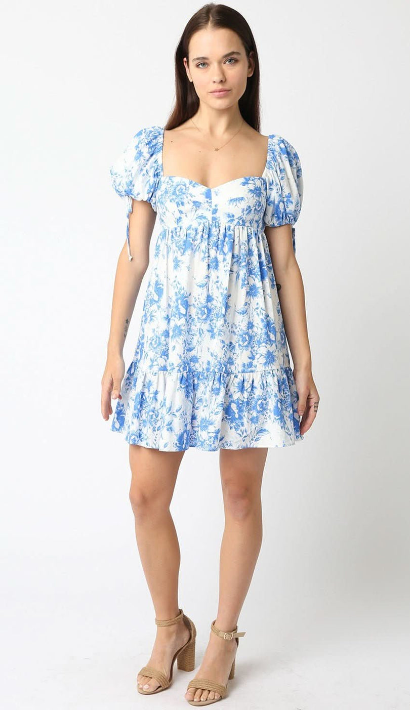 Jessie Blue Floral Babydoll Mini Dress a summer babydoll dress