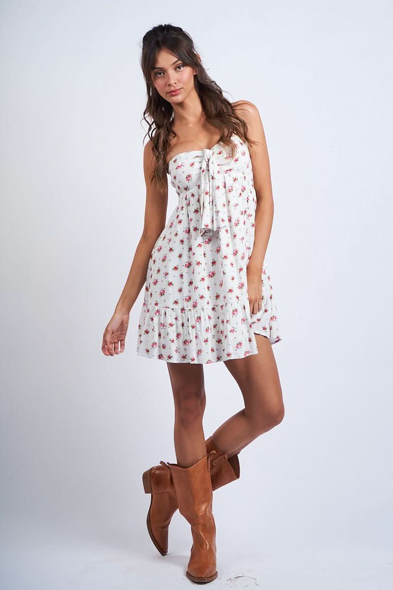 White Dress With Red Flowers