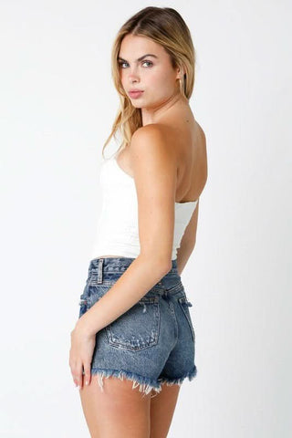 Amalfi White Eyelet Bustier Crop Top - Back View