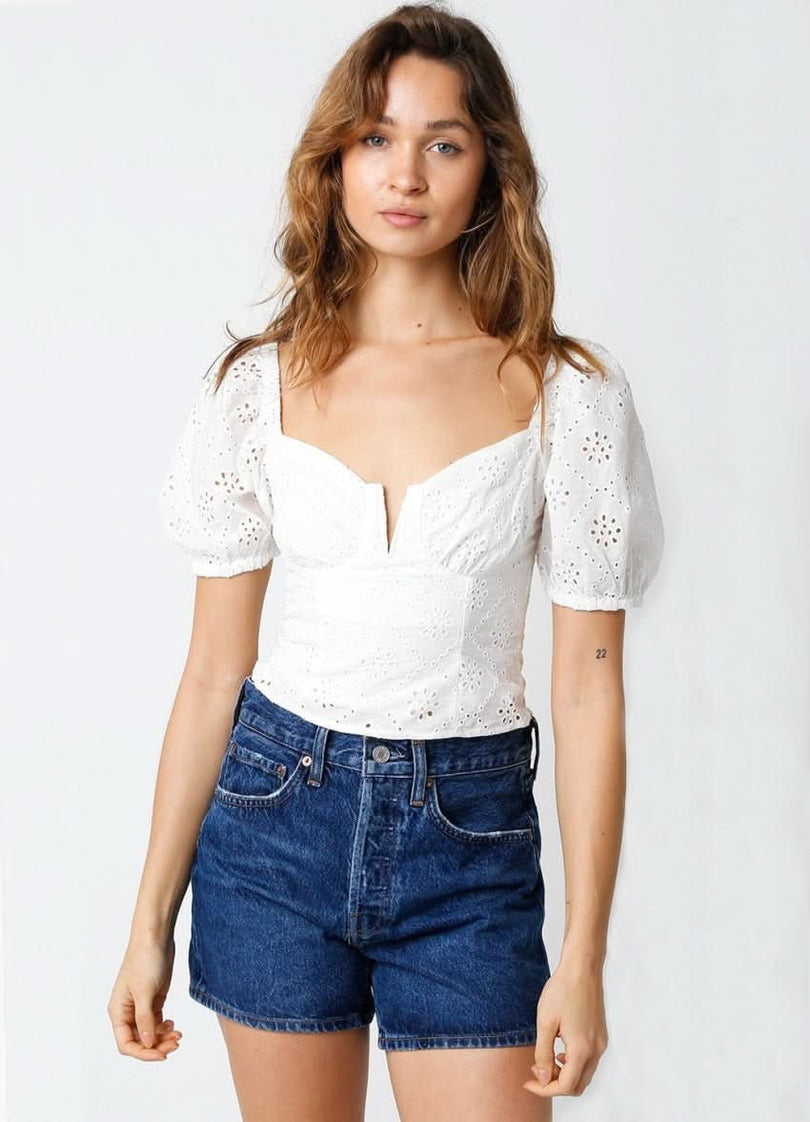 White Crop Top Short Sleeve
