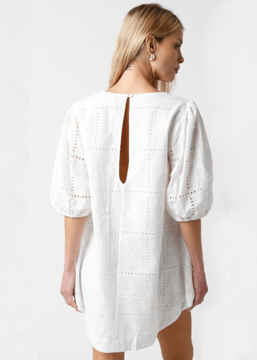 White Eyelet Shift Dress