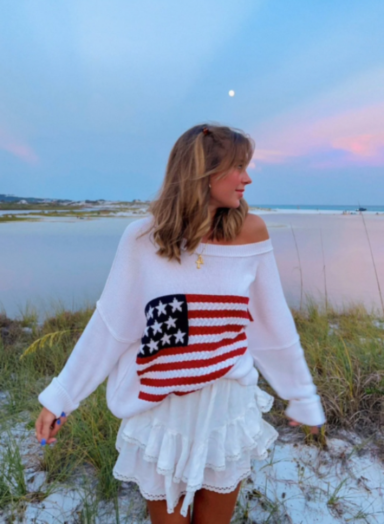 White American Flag Sweater