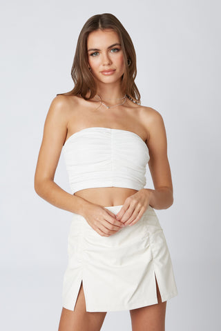 White going out strapless top full outfit