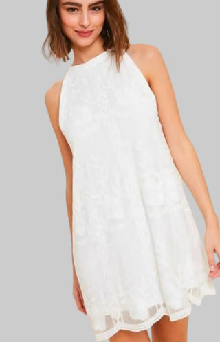 White graduation halter mini dress