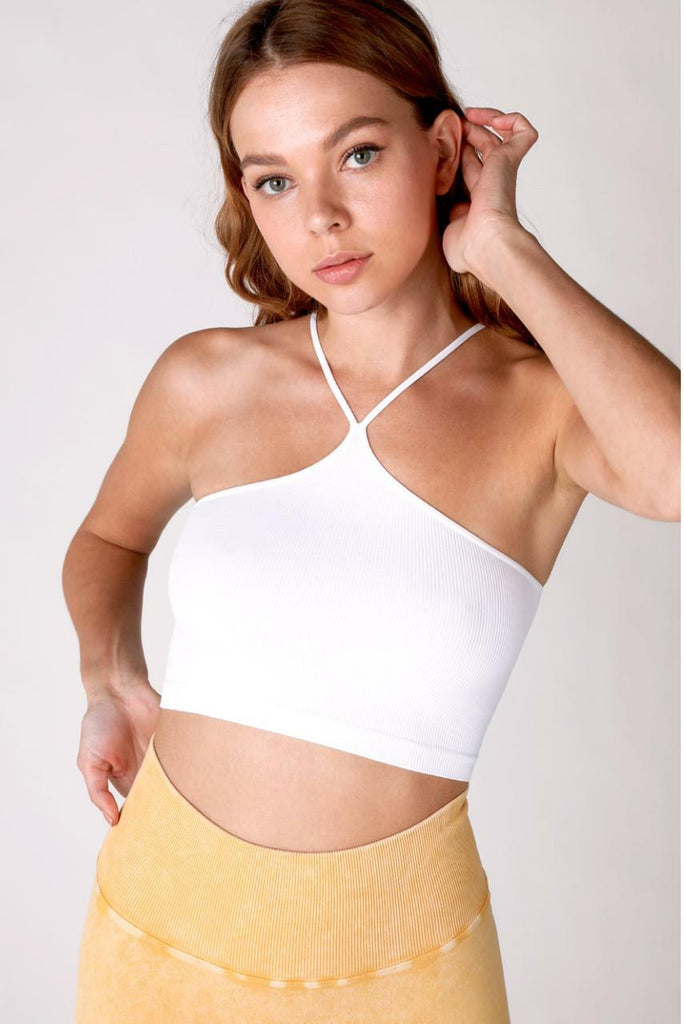 White Halter Crop Top