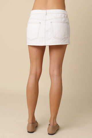 Vaya White Denim Micro Mini Skirt - Back View