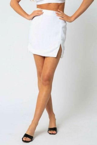 One Thing White Mini Skirt - Front View
