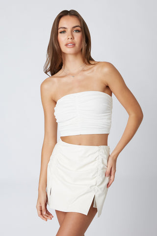 White ruched summer crop top