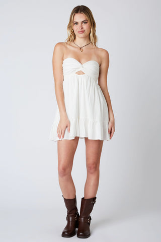 White babydoll romper with built in shorts