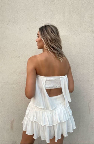 Monaco White Strapless Romper - Back View