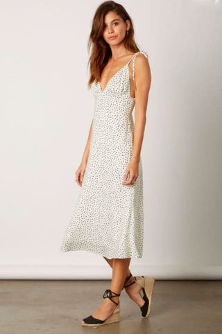 White vacation midi dress with tie straps