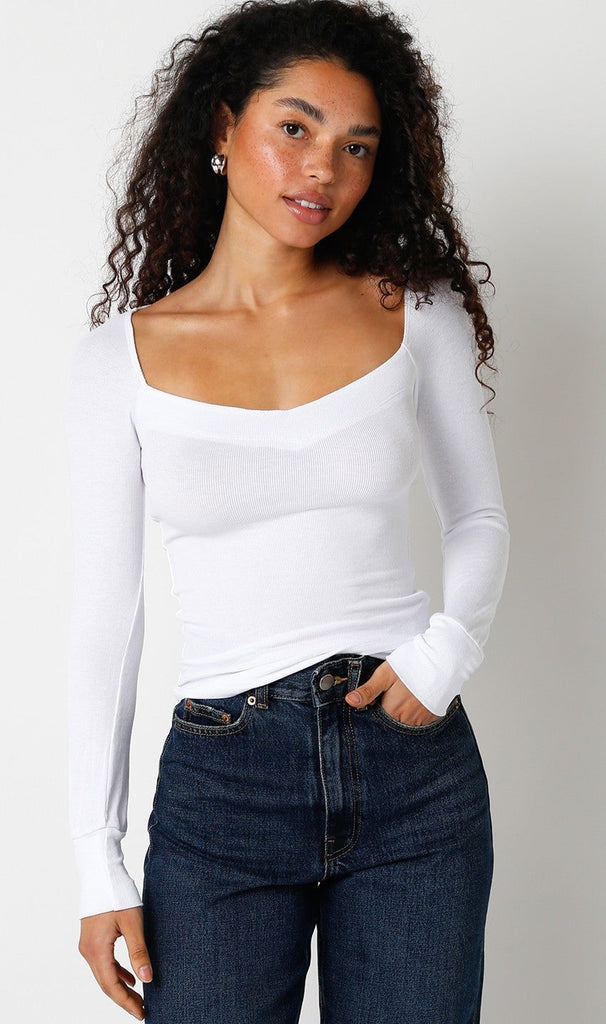 White sweetheart Neckline Top