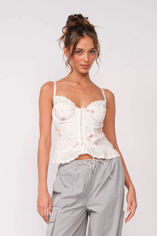 Hard to Ignore White Floral Corset Top - Front View