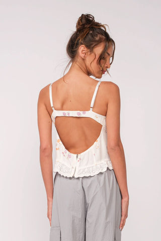 Hard to Ignore White Floral Corset Top - Back View
